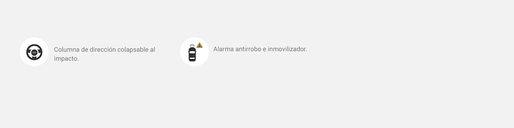 Íconos de seguridad para Onix 2024: columna de dirección colapsable al impacto y alarma antirrobo e inmovilizador